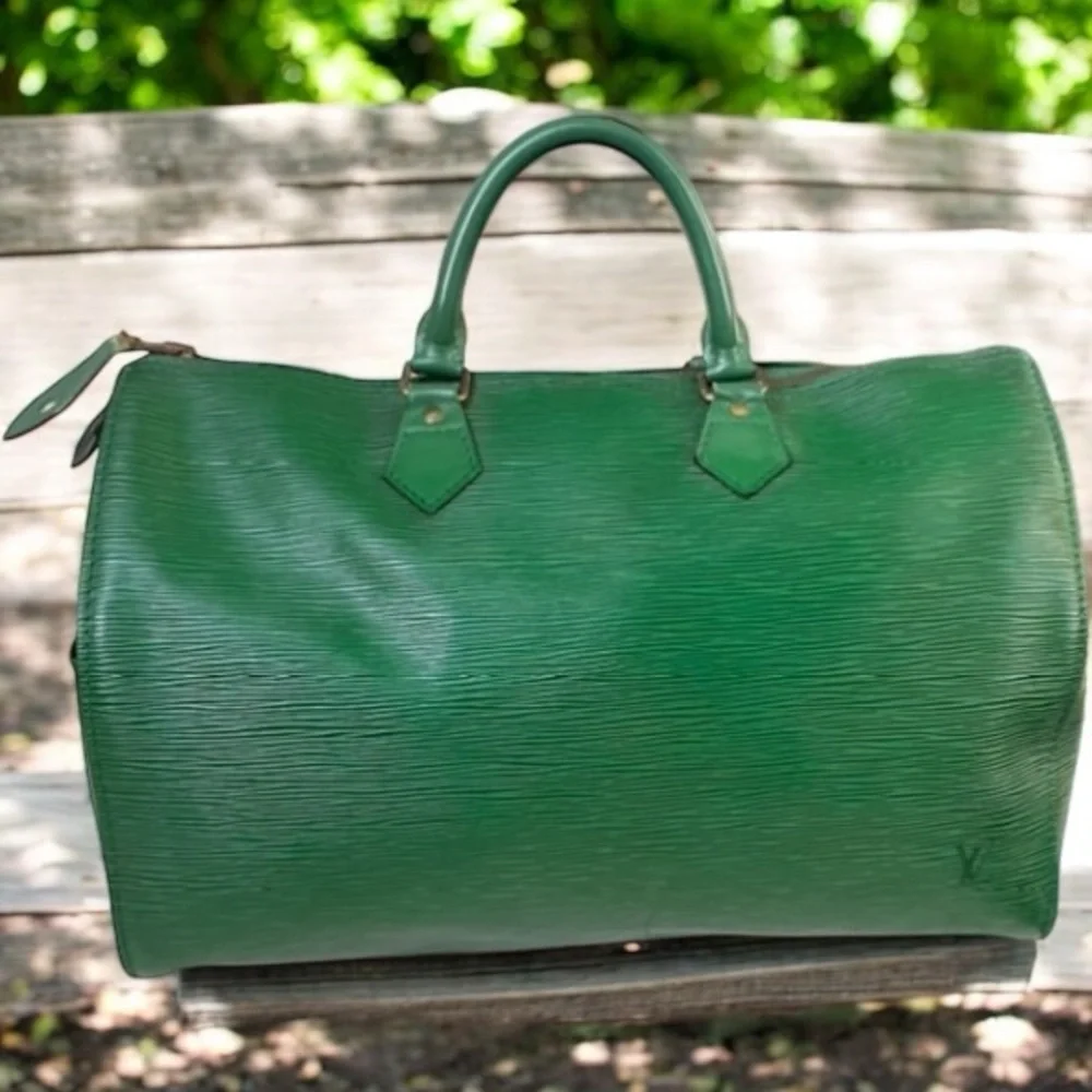 Louis Vuitton Green Epi Leather Speedy 35. Vintage Bronze Hardware - Picture 1 of 15